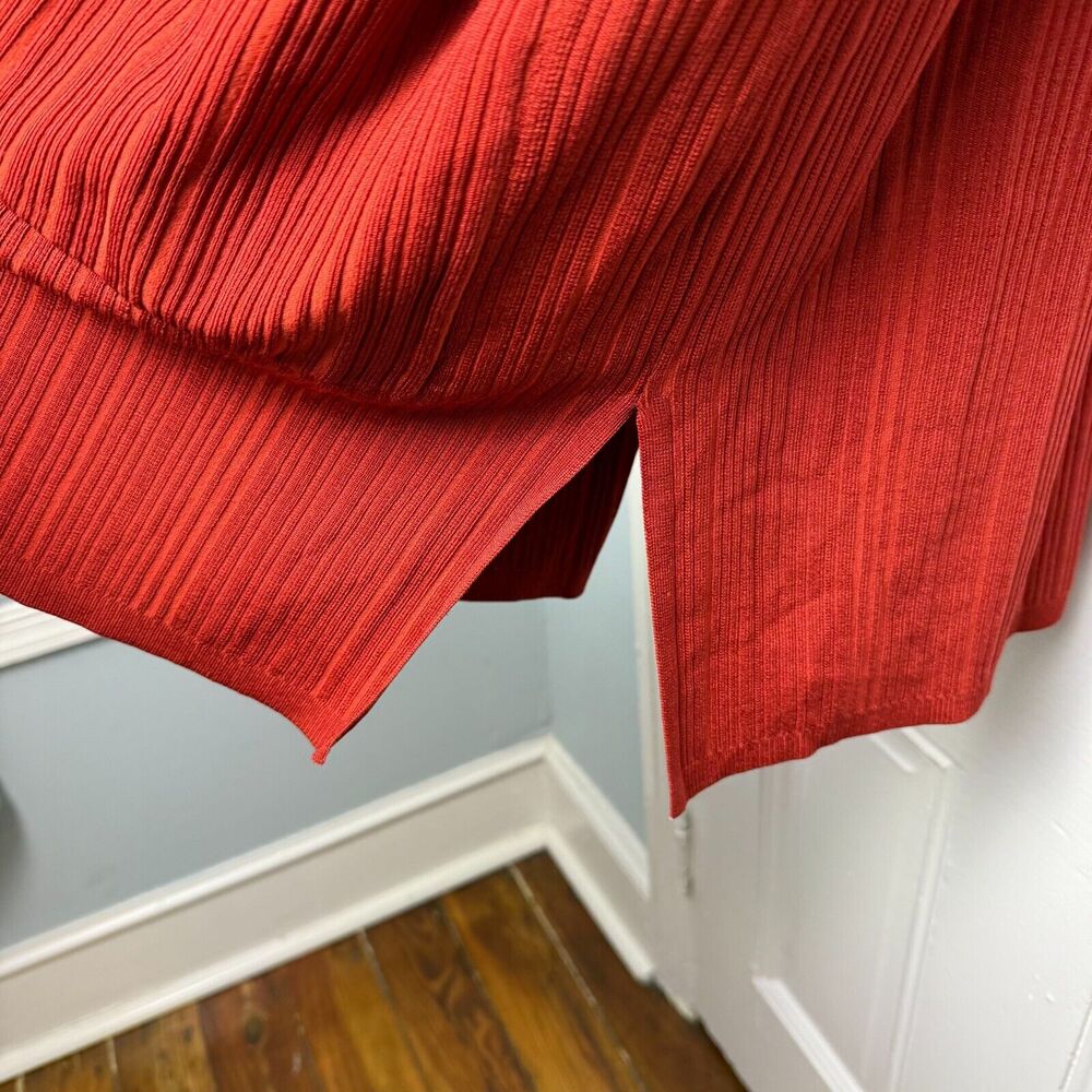 Chicos Sweater Womens Large Red Orange Knit Cardigan Button Down Long Line Tunic - Picture 4 of 8